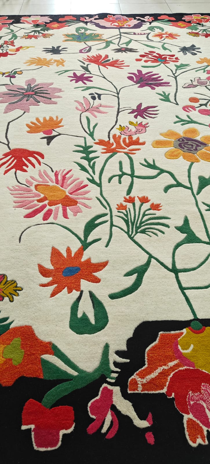 Colorful floral pattern on a textured surface