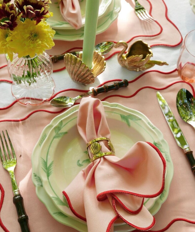 Sweetheart Scallop Placemats. These beautifully crafted placemats feature a delicate scallop edge design, adding a touch of elegance to any table setting.
