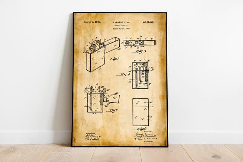 TUK TUK CHASERS Wall Art Print Zippo Patent Print| Framed Art Print 