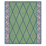 Teal Lattice Diamond Hand Tufted Rug