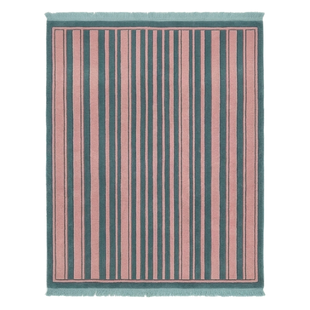 Teal Striped Shore Tides Hand Knotted Rug