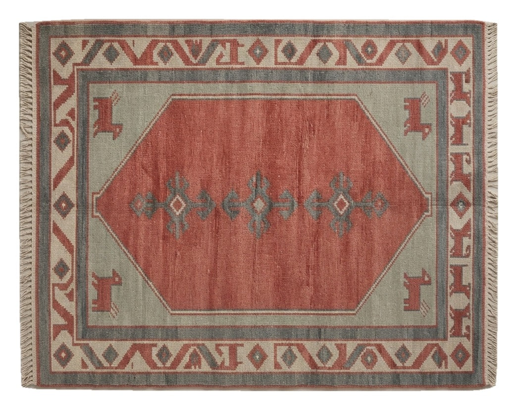 Terracotta Caravan Hand Knotted Rug shown flat on a white background