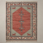 Terracotta Caravan Hand Knotted Rug — red, sage, gray tribal rug by Maia Homes