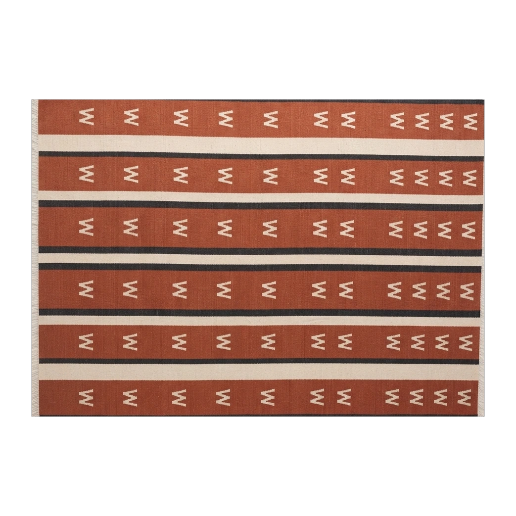 Terracotta Chevron Stripe Flatweave Rug - alternate view