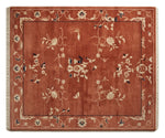 Terracotta Peking Garden Hand Knotted Rug shown flat on a white background