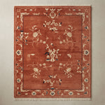 Terracotta Peking Garden Hand Knotted Rug — terracotta, rust, cream chinoiserie rug by Maia Homes