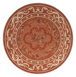 Terracotta Rococo Round Hand Tufted Rug shown flat on a white background