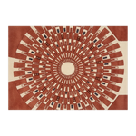 Terracotta Sunburst Deco Hand Tufted Wool Rug - alternate view