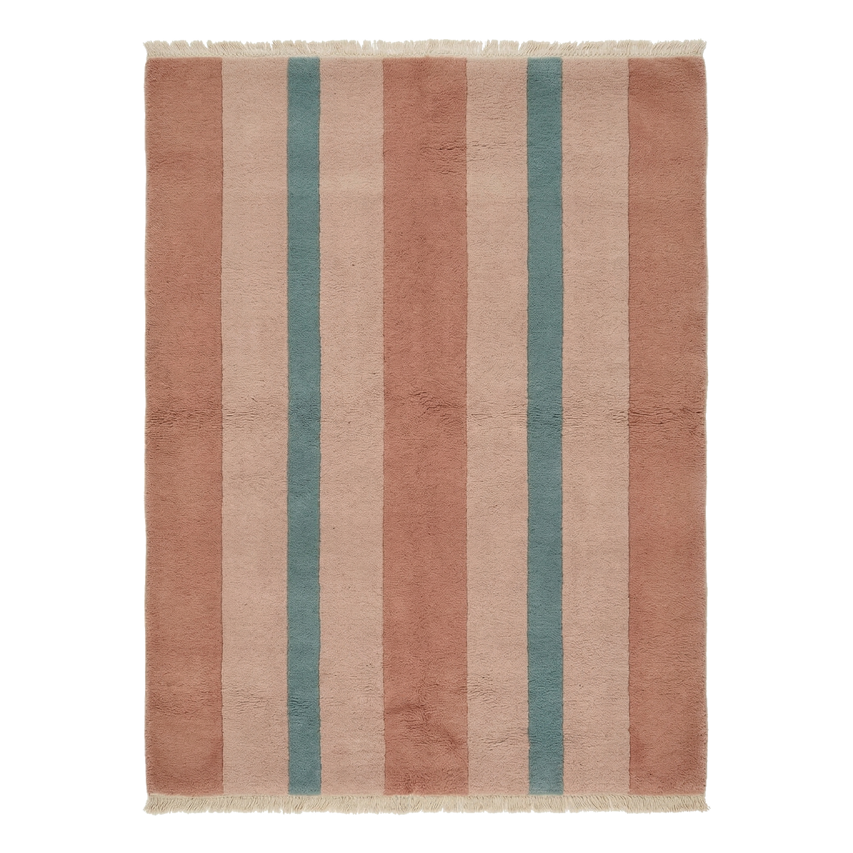 Terracotta Parallel Stripe Hand Knotted Rug