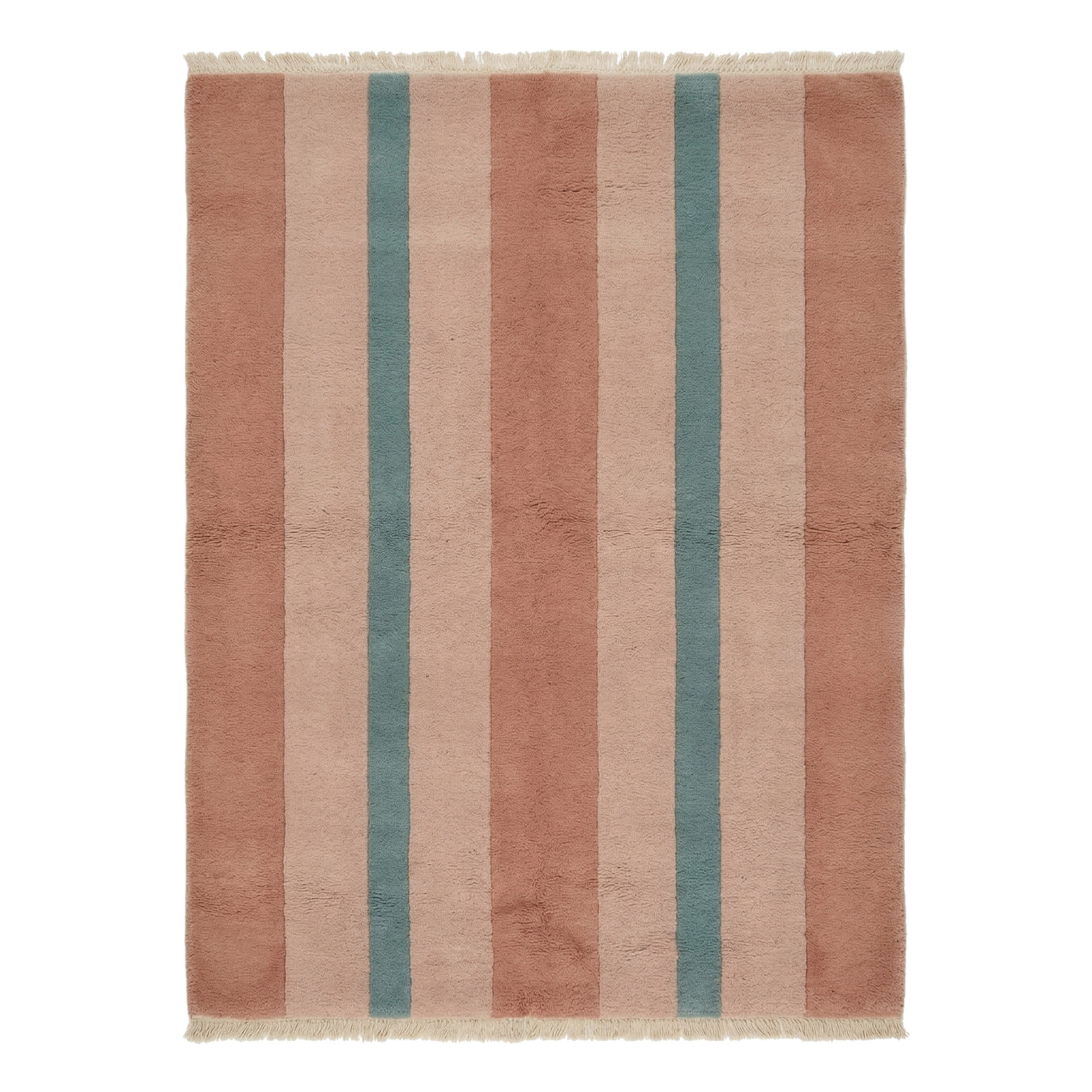 Terracotta Parallel Stripe Hand Knotted Rug