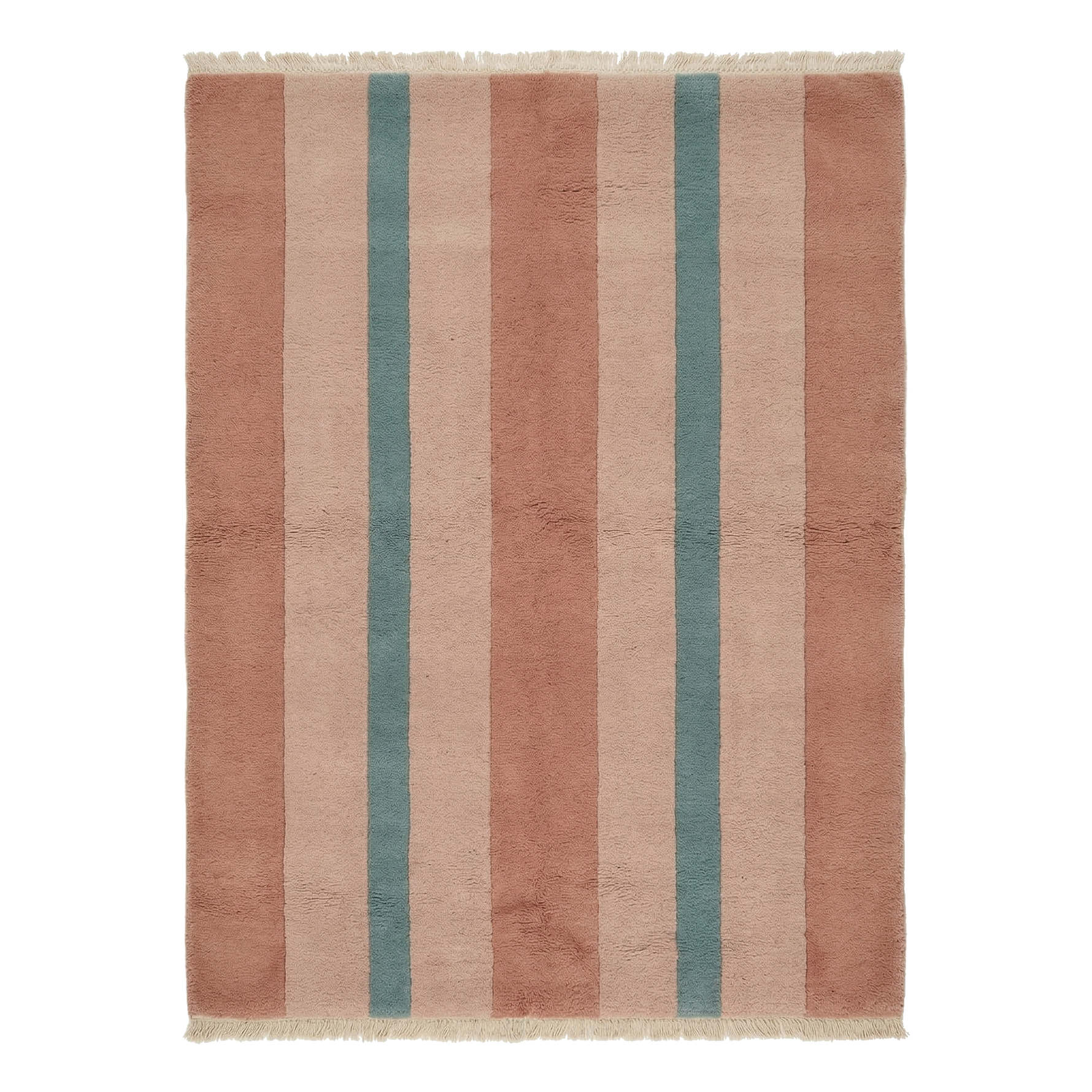 Terracotta Parallel Stripe Hand Knotted Rug