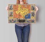 Texas Map Wall Print| Texas Old Map