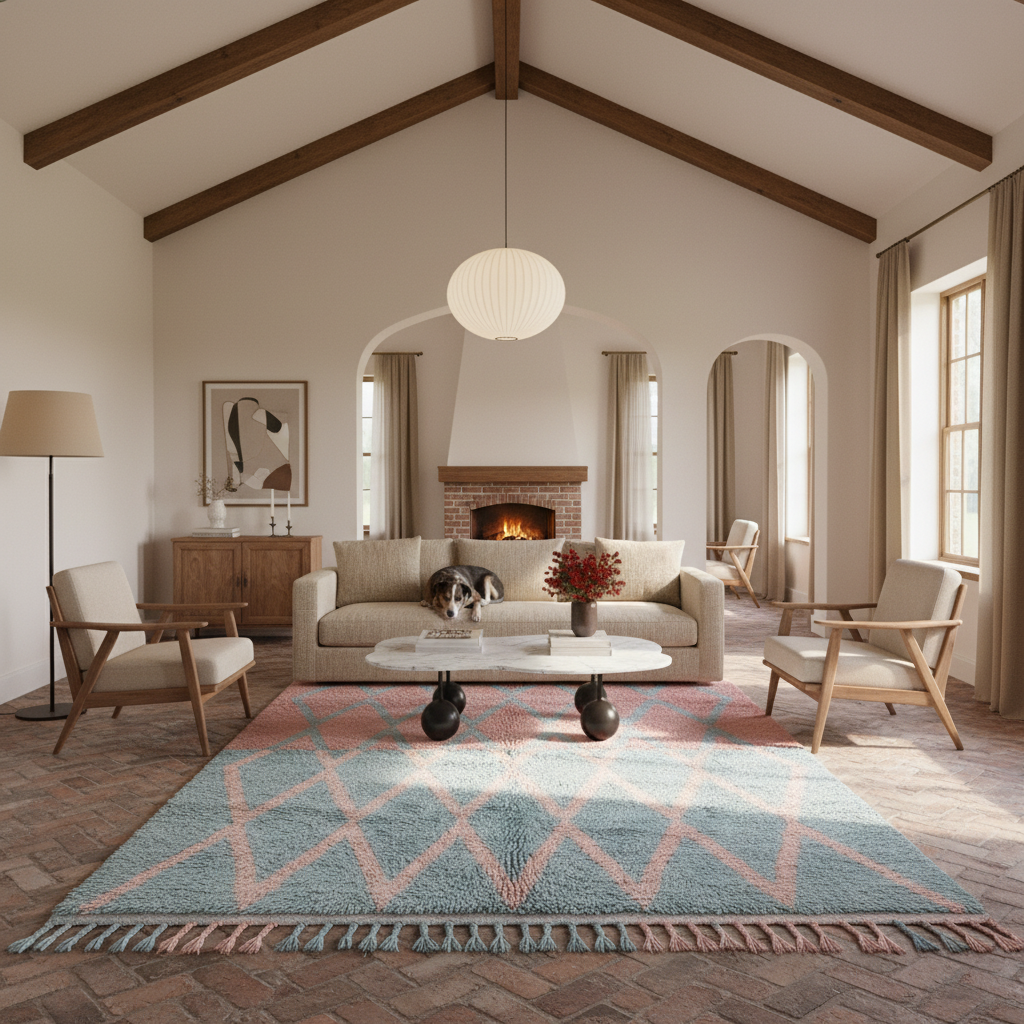 The Pastel Lattice Moroccan Shag Rug