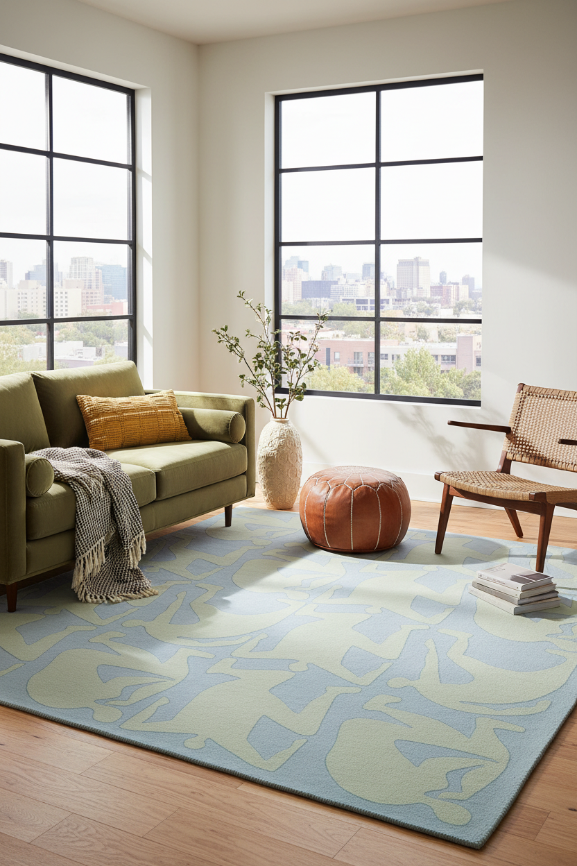 Thoughtful Figures Square Hand Tufted Rug