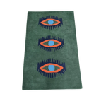 Three Evil Eyes Green Hand Tufted Wool Rug - Classic