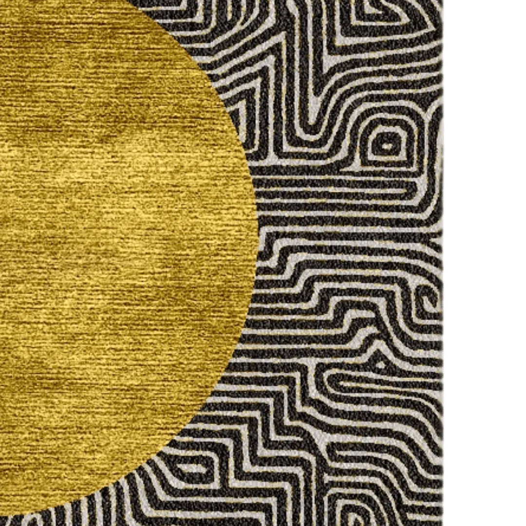 Three Golden Suns Maze Hand Tufted Wool Rug