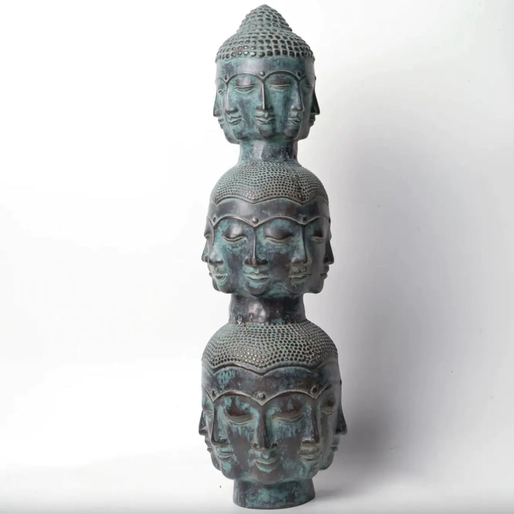 three-buddha-head-bronze-statue