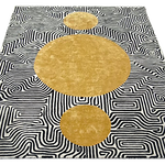 Three Golden Suns Maze Hand Tufted Wool Rug