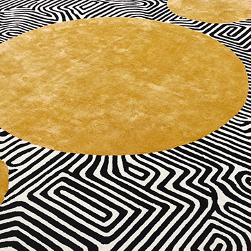 Three Golden Suns Maze Hand Tufted Wool Rug