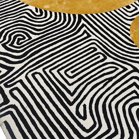 Three Golden Suns Maze Hand Tufted Wool Rug