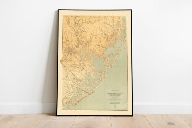 Topographical Map of Egg Harbor| Barnegat Bay Map Print 