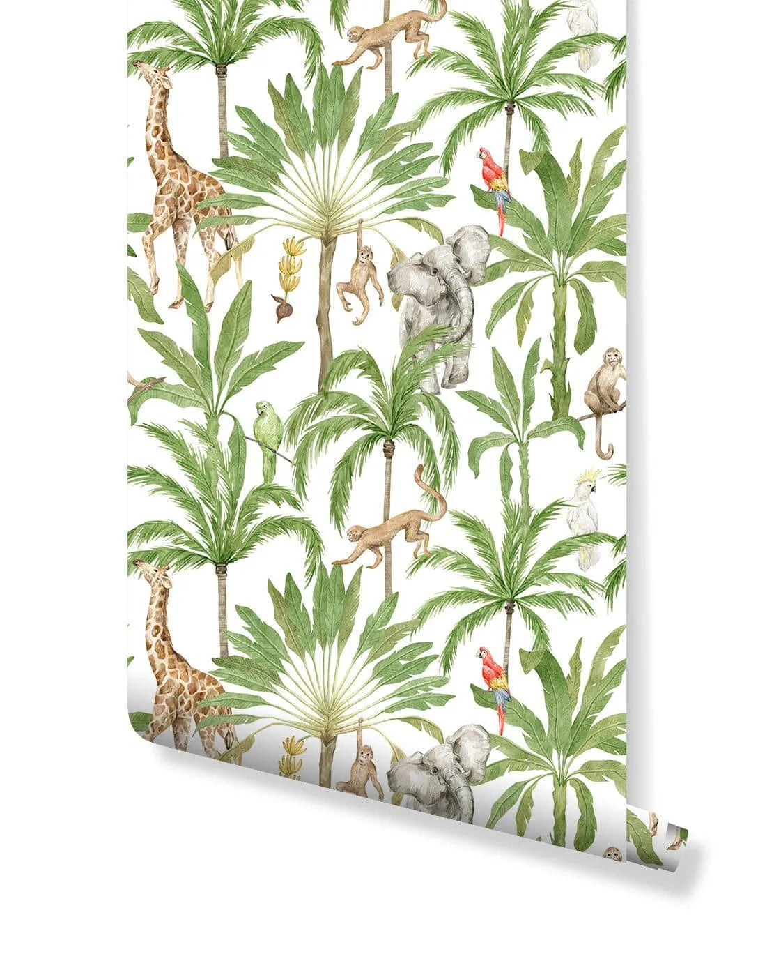 Tropical Animal Safari Nursery Exotic Jungle Wallpaper