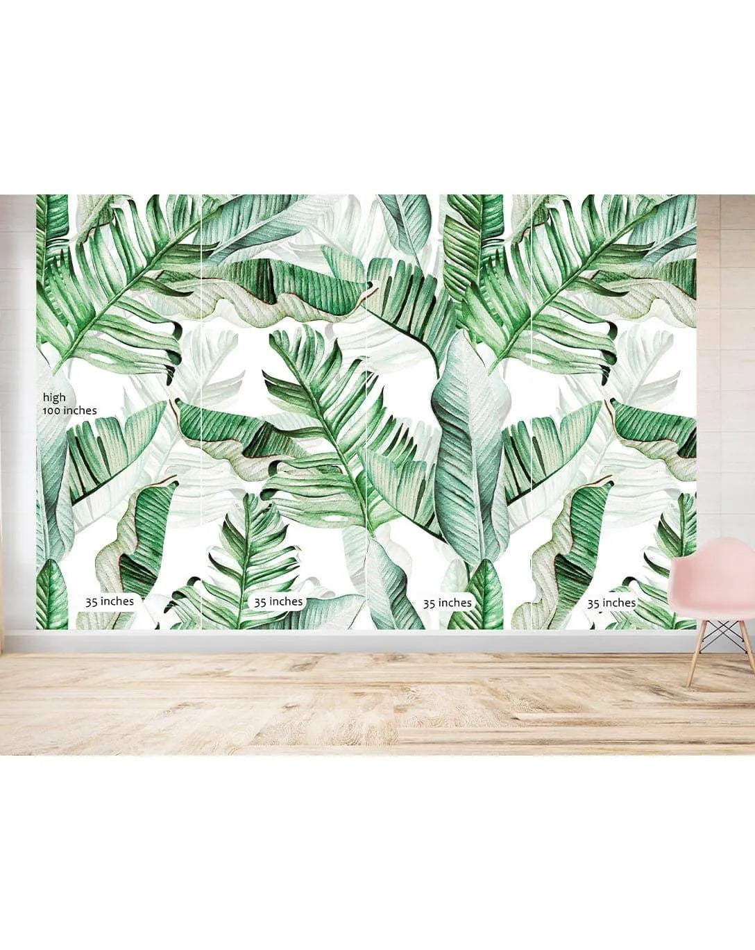 Watercolor Tropical Leaves Exotic Green Palm Leaves Wall Mural