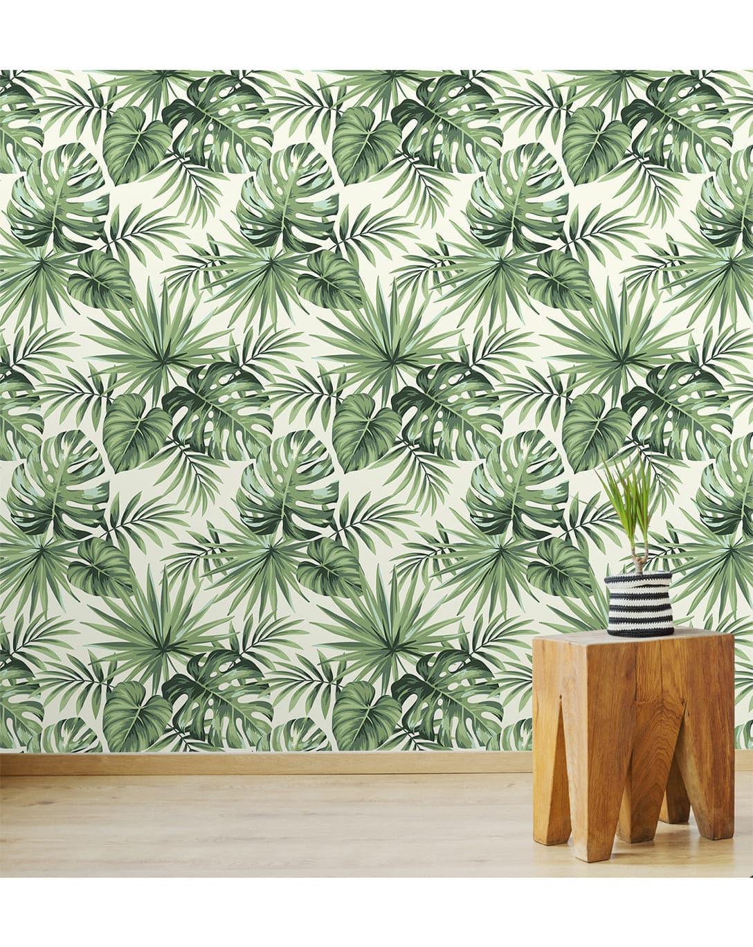 Tropical Exotic Palm Leaves Removable Wallpaper 
