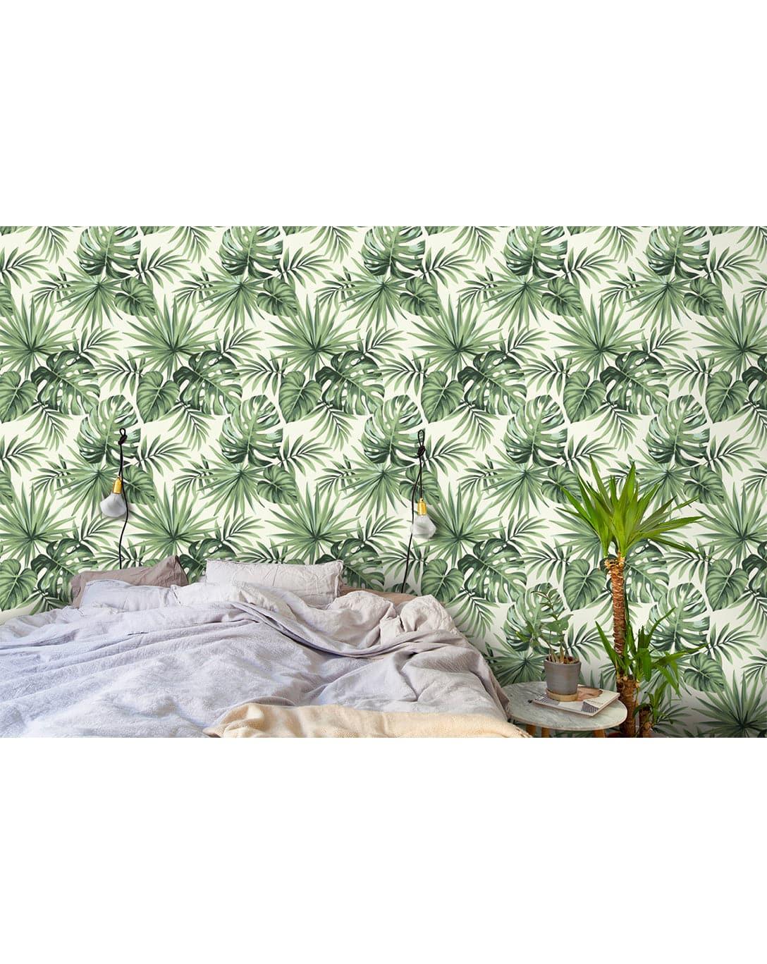 Tropical Exotic Palm Leaves Removable Wallpaper 