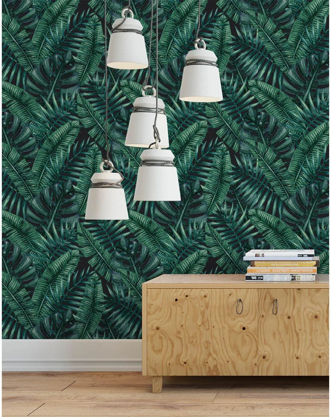 Tropical Jungle Monstera Palm Leaves Removable Wallpaper