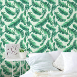 Illustrated Tropical Banana Palm Leaves Wallpaper