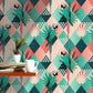 Tropical Mosaic Palm Leaves and Parrots Removable Wallpaper 