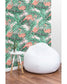 Tropical Palm Leaves Pink Flamingos Removable Wallpaper Tropical Palm Leaves Pink Flamingos Removable Wallpaper 