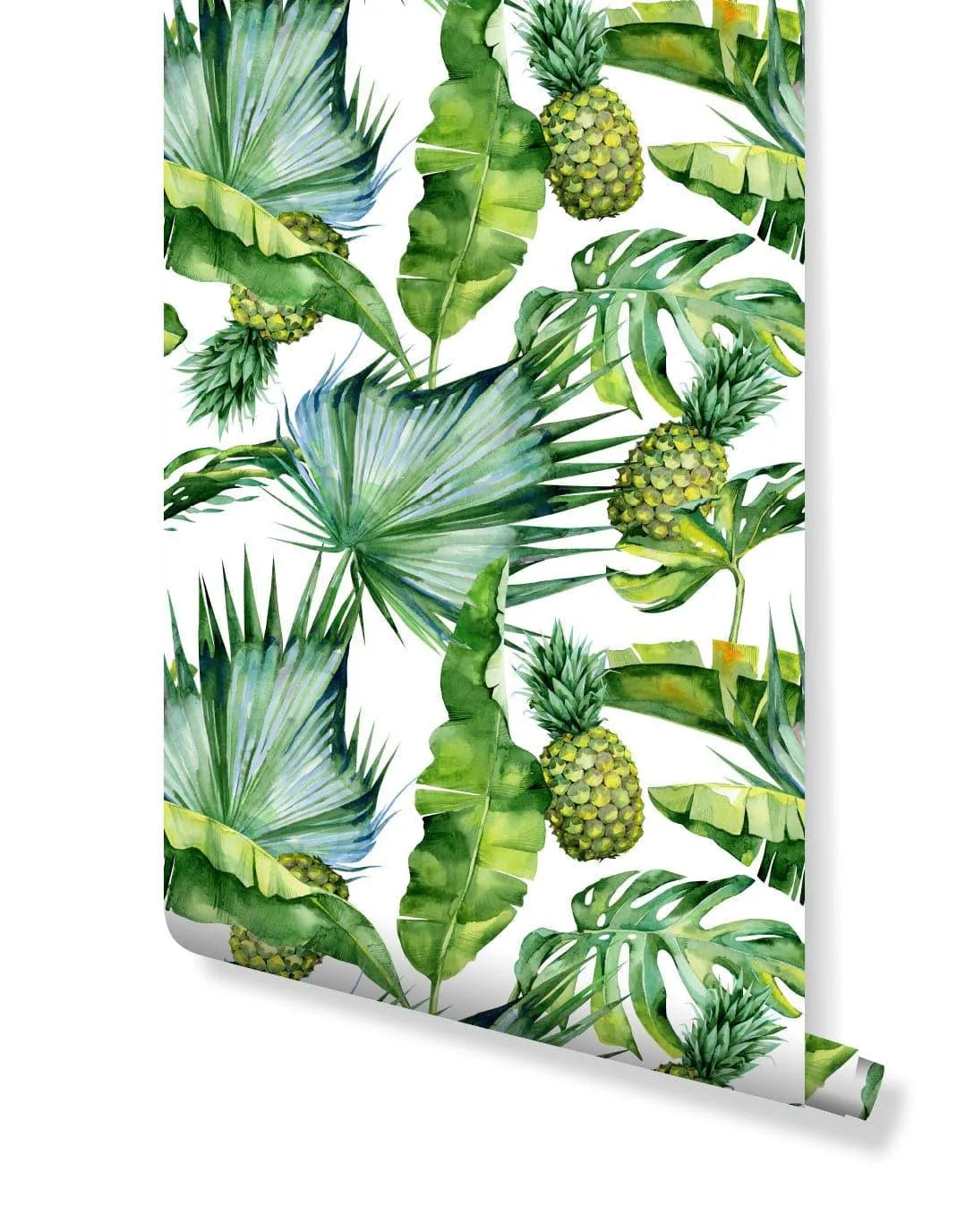 Tropical Palm Leaves and Pineapples Removable Wallpaper