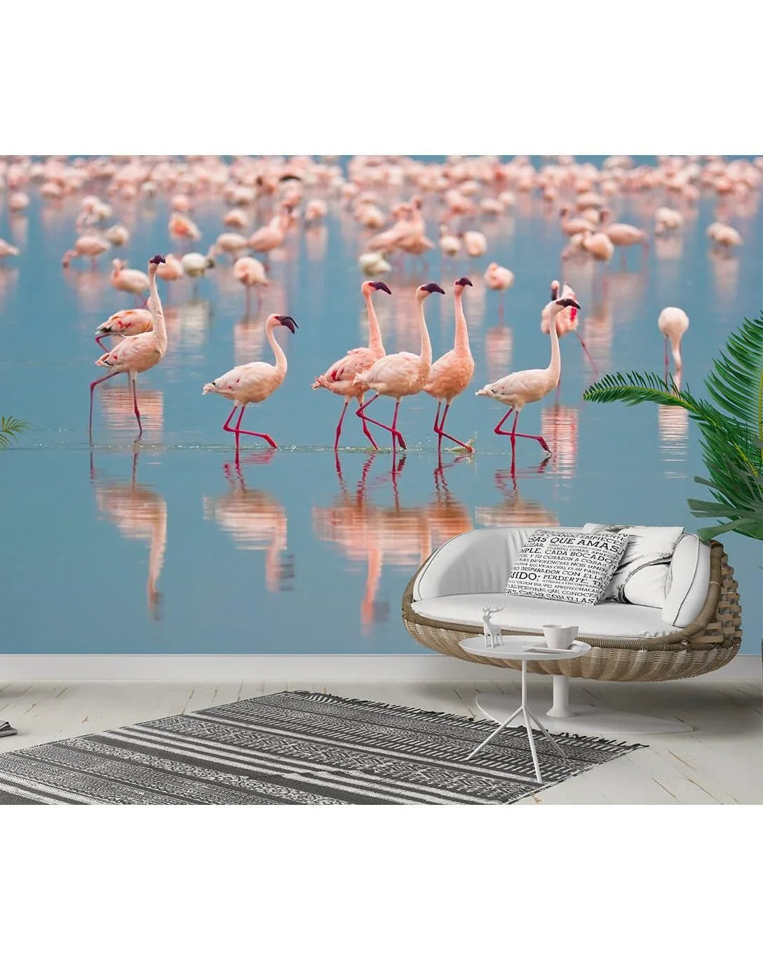 Tropical Pink Flamingos Wall Mural