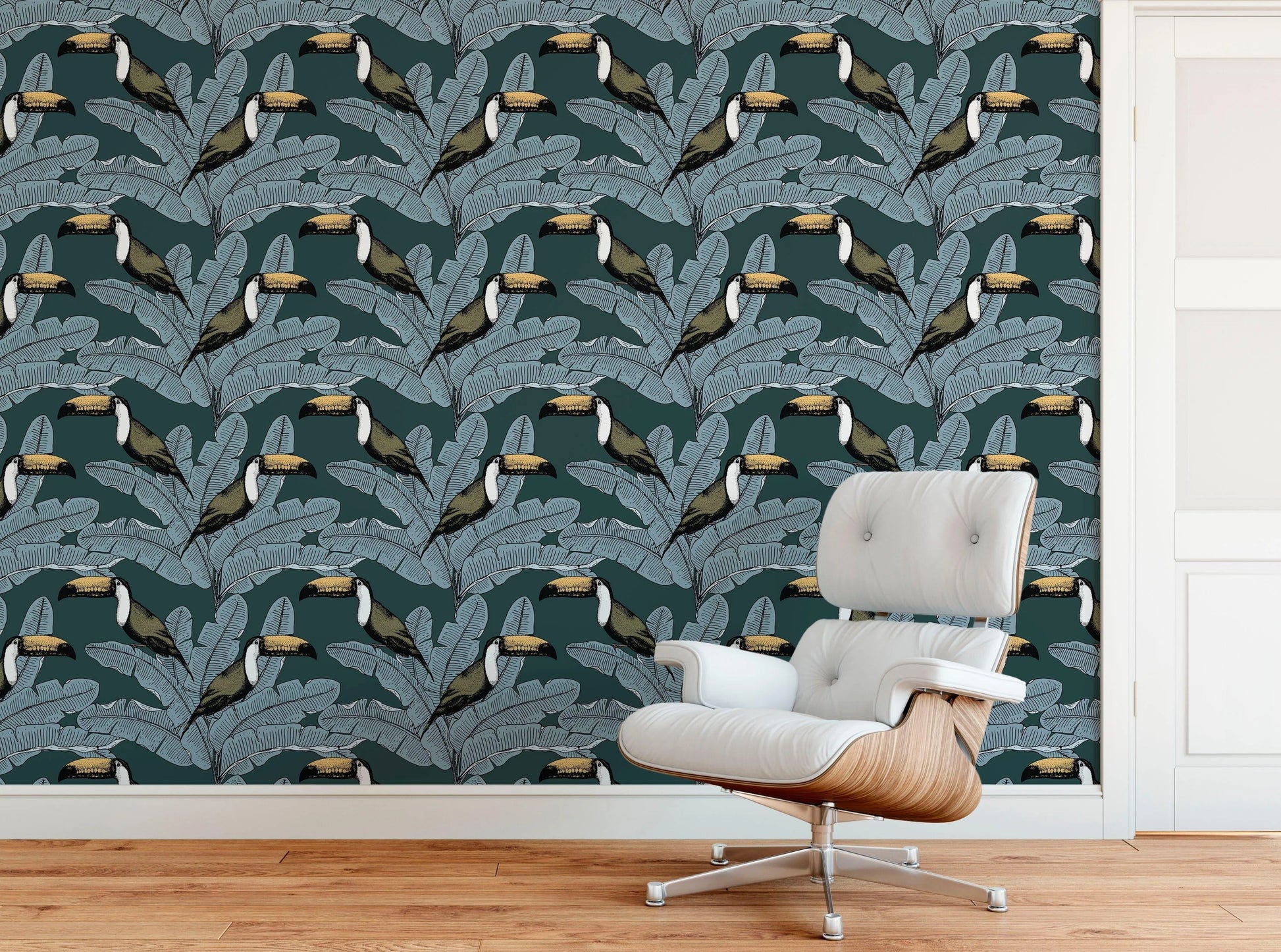 Tropical Toucan Palm Leaves Removable Wallpaper