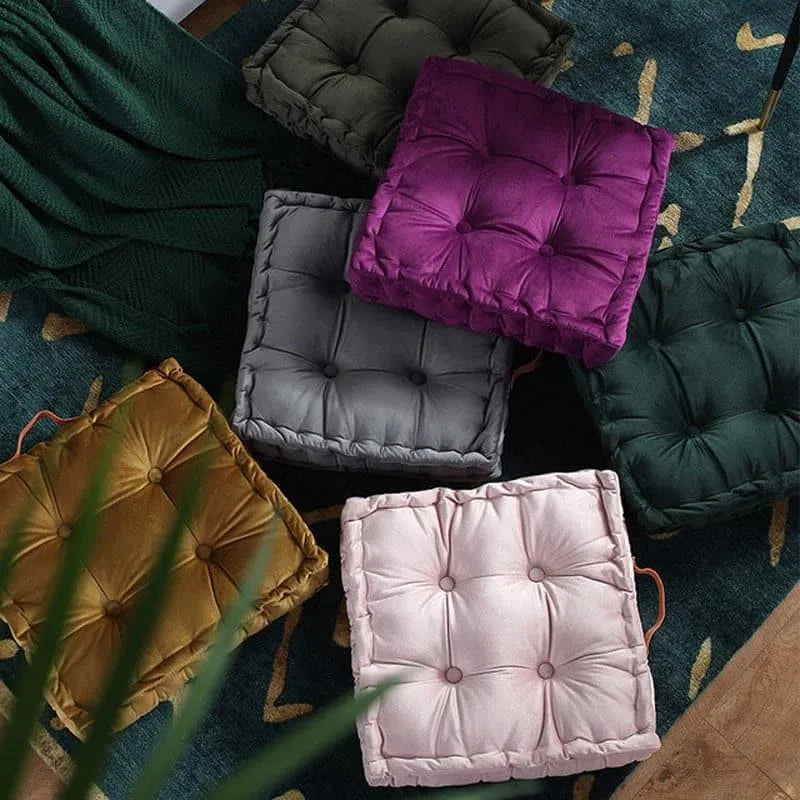 Tufted Square Pouf Pillow Floor Cushions