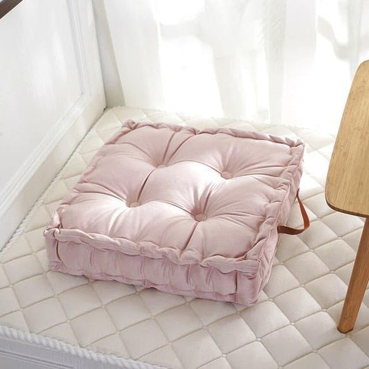 Tufted Square Pouf Pillow Floor Cushions 