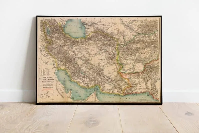 Persia Map Wall Print| 1902 Iran Map Poster Print