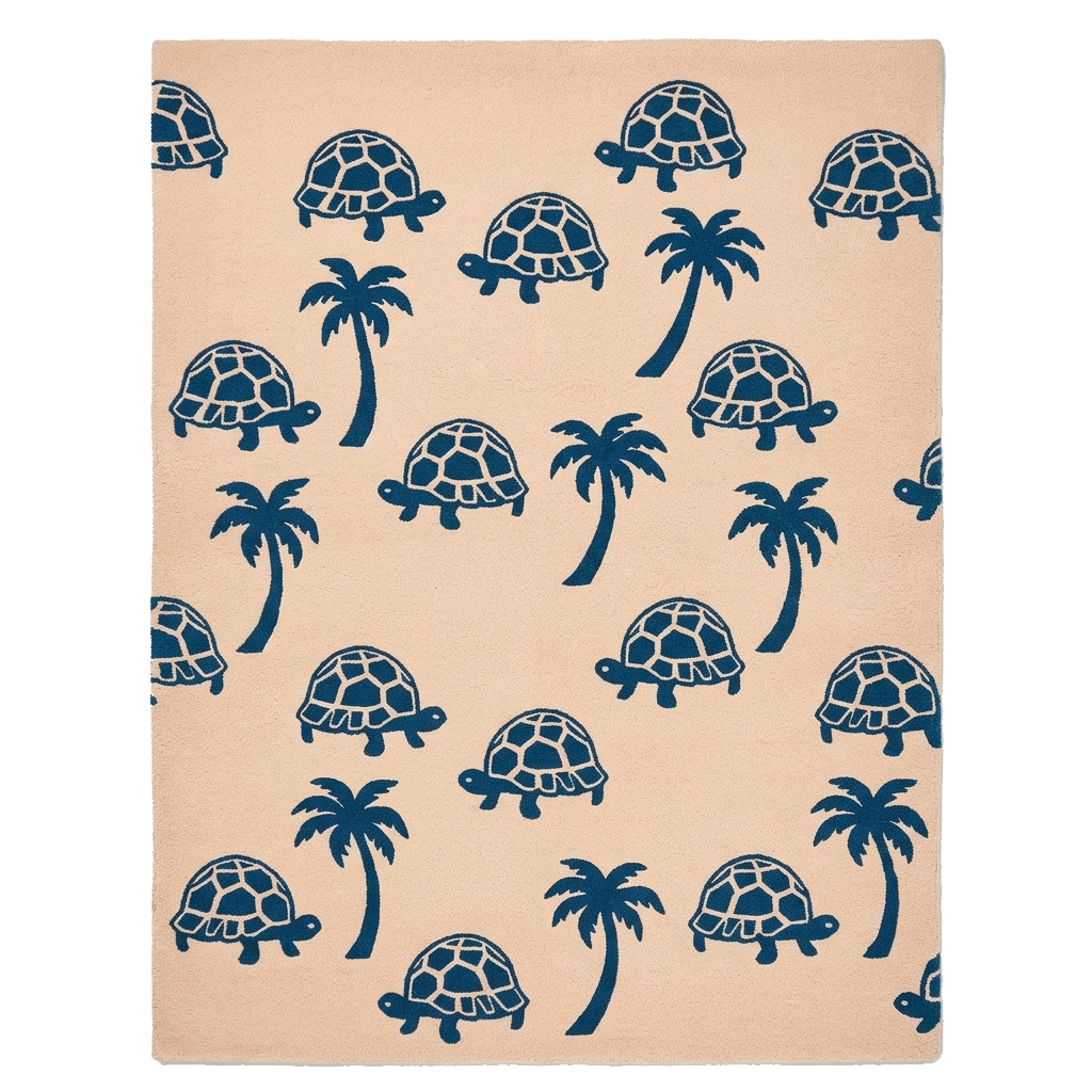 Turtle Palm Parade Hand Tufted Wool Rug 
