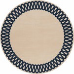 Navy Blue Twirl Hand Tufted Round Rug - MAIA HOMES