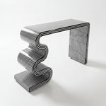 Twist bone inlay console in black, front view