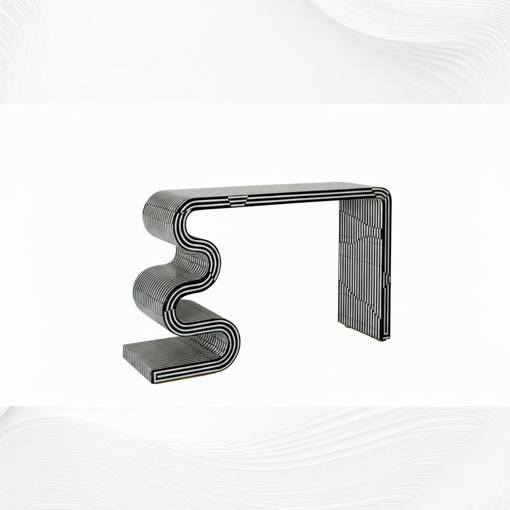 Twist bone inlay console, styled