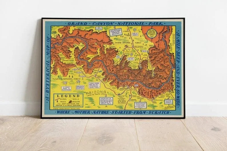 Grand Canyon Map Print| Art History