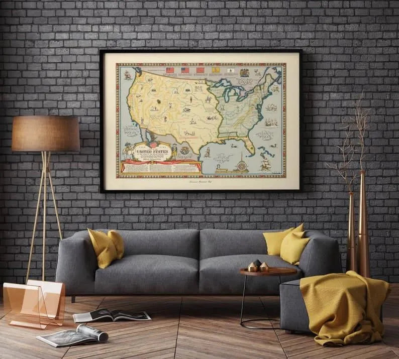 United States Map Print| Art History