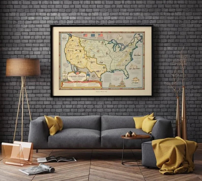 United States Map Print| Art History