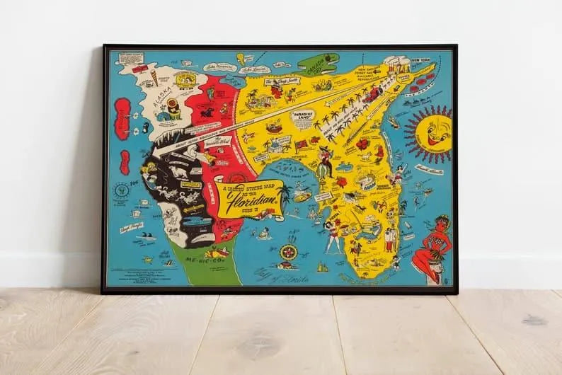 United States Map as the Floridian sees it| Prints Wall Art