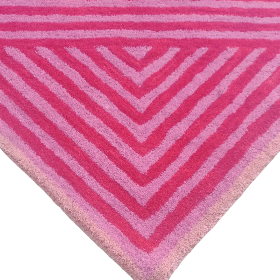 Contemporary Hot Pink Geometric Hand Tufted Wool Rug