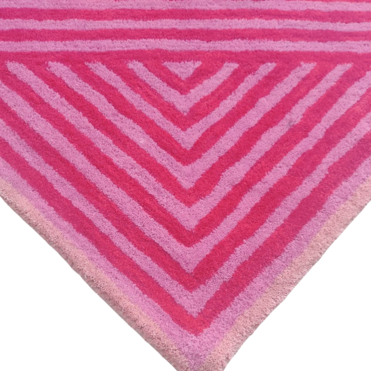 Contemporary Hot Pink Geometric Hand Tufted Wool Rug