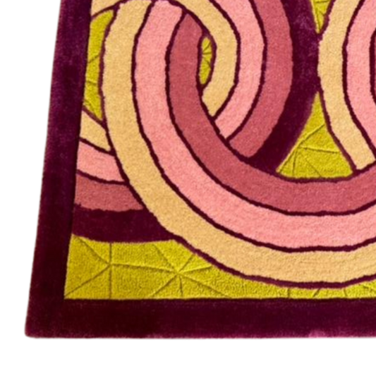 Maia Knotted Circles on Square Hand Tufted Wool Rug - Purple/Cream